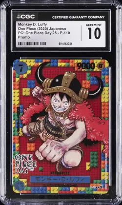 2025 ONE PIECE JPN PC: ONE PIECE DAY'25 PROMO MONKEY D. LUFFY CGC 10 GEM MINT - Image 1