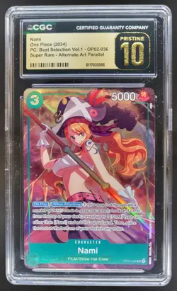 2024 ONE PIECE NAMI SUPER RARE ALT ART OP02-036 CGC 10 PRISTINE C PT - Image 1