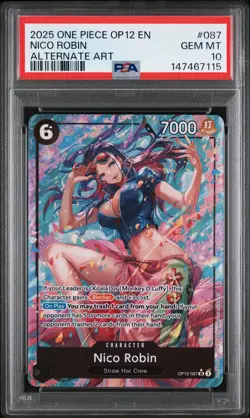 2025 ONE PIECE OP12-LEGACY OF THE MASTER ALTERNATE ART #087 NICO ROBIN PSA 10 - Image 1