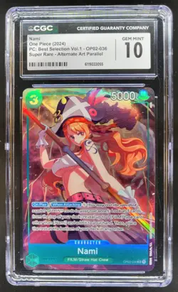 2024 ONE PIECE NAMI SUPER RARE ALT ART OP02-036 CGC 10 C PT - Image 1