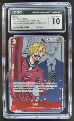 2022 One Piece Premium Card Collection 25th Anniversary Sanji Promos CGC 10 B PT - Image 1