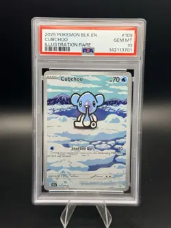 2025 Pokemon Black Bolt # 109 Cubchoo Illustration Rare PSA 10 Card GEM MINT! - Image 1