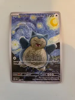 Pokemon Snorlax Starry Night Van Gogh Black Star Promo Fan Art Custom Card - Image 1