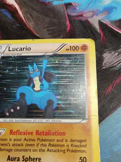 Lucario 80/113 B&W Legendary Treasures Holo Pokemon Card - Image 3