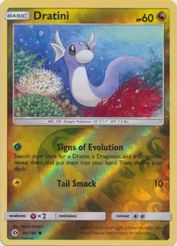 Dratini 94/149 Common Reverse Holo SM Base Set Pokemon Card - Image 1