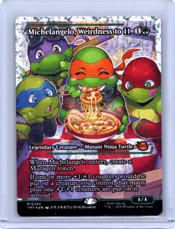 Magic: The Gathering Michelangelo Weirdness to 11 Fracture Foil TMNT Card - Image 1