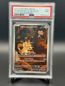 Pokemon TCG Team Rockets Meowth Card 203/182 Destined Rivals PSA 9 - Image 1