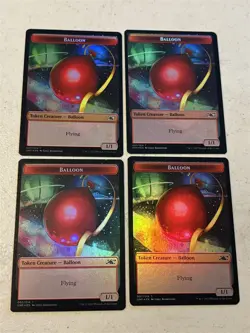 4 x mtg foil token Balloon // Clown Robot, 007/003, Unfinity, unplayed - Image 2