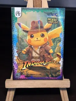 Indiana Jones Pikachu #167 - Galaxy Holo - Electric Pikachu Cosplay Pokemon ZL13 - Image 1