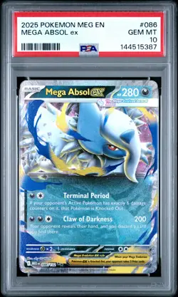 2025 POKEMON MEG EN-MEGA EVOLUTION #086 MEGA ABSOL EX PSA 10 - Image 1