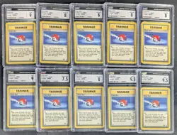 Lot (10) 1999 Pokemon Jungle Set Poke Ball Trainer Card Assorted CGC Graded - Image 1