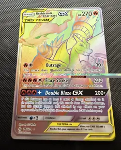 Pokemon Reshiram & Charizard GX Rainbow Secret Tag Team 217/214 Unbroken Bonds - Image 1