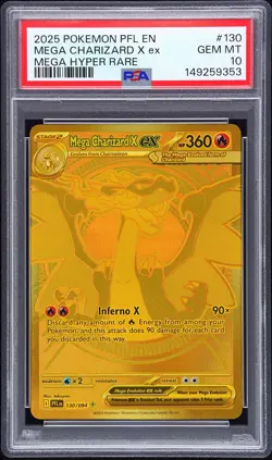 2025 POKEMON PFL EN-PHANTASMAL FLAMES MEGA HYPER RARE MEGA CHARIZARD X EX PSA 10 - Image 1