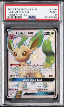 2019 POKEMON SUN & MOON HIDDEN FATES #SV46 FULL ART/LEAFEON GX PSA 9 - Image 1