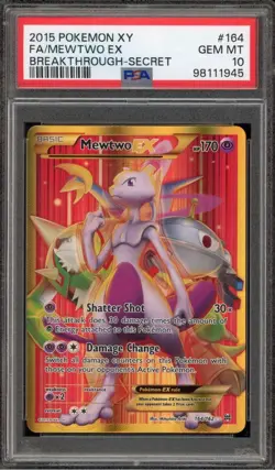 Pokemon Mewtwo EX Secret Rare Full Art Breakthrough 164/162 Holo PSA 10 - Image 1