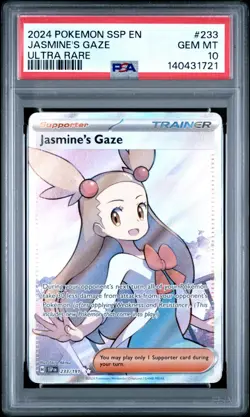 2024 Pokemon Surging Sparks Jasmine's Gaze Ultra Rare #233 PSA 10 GEM MINT - Image 1