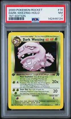 2000 POKEMON ROCKET 1ST EDITION #14 DARK WEEZING-HOLO PSA 7 - Image 1