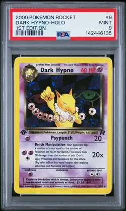 2000 POKEMON ROCKET 1ST EDITION #9 DARK HYPNO-HOLO PSA 9 - Image 1