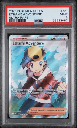 2025 POKEMON DRI EN-DESTINED RIVALS ULTRA RARE #221 ETHAN'S ADVENTURE PSA 9 - Image 1