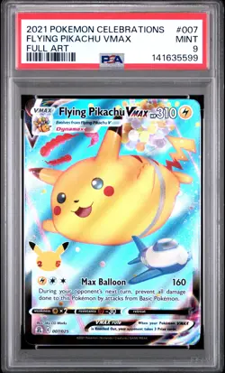 2021 POKEMON CELEBRATIONS #007 FULL ART/FLYING PIKACHU VMAX PSA 9 - Image 1