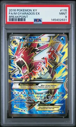 2016 POKEMON XY BREAKPOINT #115 FULL ART/M GYARADOS EX PSA 9 - Image 1