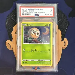 PSA 7 NEAR MINT 2022 Pokemon Collector Chest ROWLET #220 Cosmos Rare - Image 2