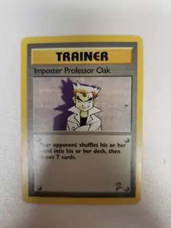 Imposter Professor Oak 102/130 Base Set 2 Pokemon MP Normal - Image 1