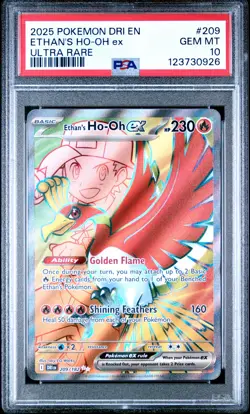 2025 POKEMON DRI EN-DESTINED RIVALS ULTRA RARE #209 ETHAN'S HO-OH EX PSA 10 - Image 1