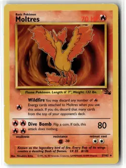 Moltres ⭐ 27/62 Rare Fossil 1999 Pokemon LP - Image 1