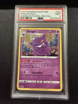 Pokemon Gengar Champion's Path Special Pin Collection Holo Promo SWSH052 PSA 9 - Image 1