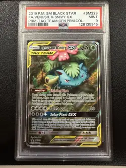 2019 Pokemon SM BSP Venusaur Snivy GX #SM229 Fa Premium TAG Team PSA 9 - Image 1