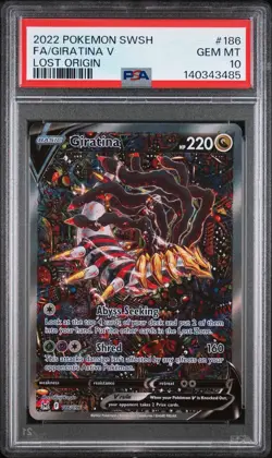 2022 Pokemon Sword & Shield SWSH Full Art Giratina V Lost Origin #186 PSA 10 Gem - Image 1