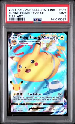 2021 POKEMON CELEBRATIONS #007 FULL ART/FLYING PIKACHU VMAX PSA 9 - Image 1