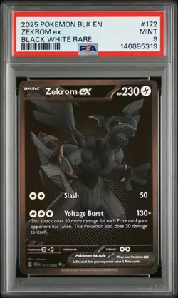 2025 POKEMON BLK EN-BLACK BOLT BLACK WHITE RARE #172 ZEKROM EX PSA 9 - Image 1