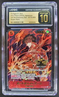 2025 ONE PIECE JAPANESE PORTGAS D. ACE SUPER RARE ST15-005 CGC 10 PRISTINE A PT - Image 1