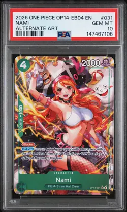 2026 ONE PIECE OP14-EB04-THE AZURE SEA'S SEVEN ALTERNATE ART #031 NAMI PSA 10 - Image 1