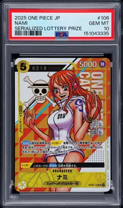 2025 ONE PIECE JPN PROMOS SERIALIZED LOTTERY PRIZE #106 NAMI 219/1200 PSA 10 - Image 1