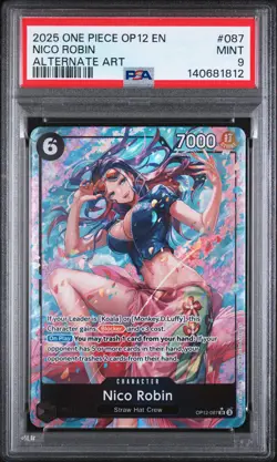2025 ONE PIECE OP12-LEGACY OF THE MASTER ALTERNATE ART #087 NICO ROBIN PSA 9 - Image 1