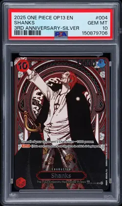 2025 ONE PIECE OP13-CARRYING ON HIS WILL 3RD ANV-SILVER #004 SHANKS PSA 10 - Image 1