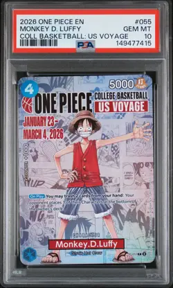 2026 ONE PIECE PROMOS ONE PIECE COLLEGE BK: US VOYAGE MONKEY D. LUFFY PSA 10 - Image 1