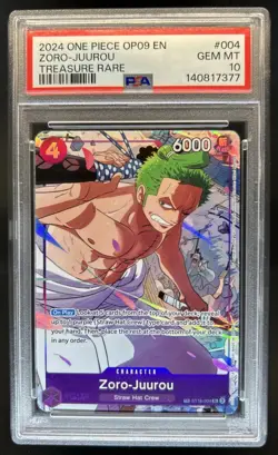 2024 One Piece New World Zoro-Juurou Super Rare Treasure #ST18-004 PSA 10 - Image 1