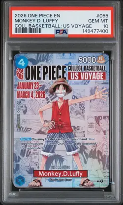 2026 ONE PIECE PROMOS ONE PIECE COLLEGE BK: US VOYAGE MONKEY D. LUFFY PSA 10 - Image 1