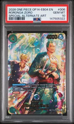 2026 ONE PIECE OP14-EB04-THE AZURE SEA'S SEVEN #006 RORONOA ZORO PSA 10 - Image 1