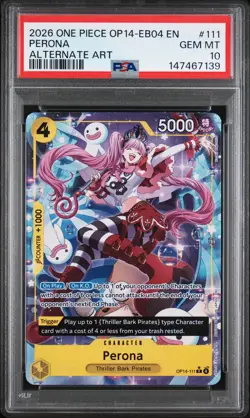 2026 ONE PIECE OP14-EB04-THE AZURE SEA'S SEVEN ALTERNATE ART #111 PERONA PSA 10 - Image 1
