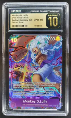 2025 One Piece Monkey.D.Luffy Secret Rare #OP05-119 CGC 10 PRISTINE A PT - Image 1