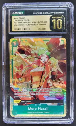 2025 ONE PIECE MORE PIZZA!! ALT ART OP07-037 CGC 10 PRISTINE B PT - Image 1