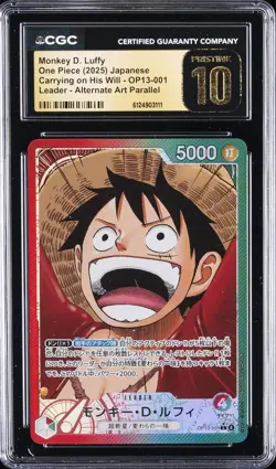 2025 ONE PIECE JPN ALT ART #OP13-001 MONKEY D LUFFY CGC 10 PRISTINE - Image 1