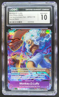 2025 One Piece The Best Monkey.D.Luffy Secret Rare #OP05-119 CGC 10 A PT - Image 1