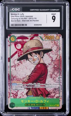 2025 ONE PIECE JPN CARRYING ON HIS WILL #OP13-118 MONKEY D. LUFFY CGC 9 - Image 1