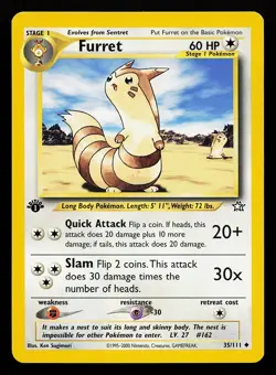 Furret 35/111 Uncommon 1st Edition Neo Genesis Pokemon Card - Image 1